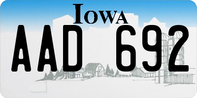 IA license plate AAD692