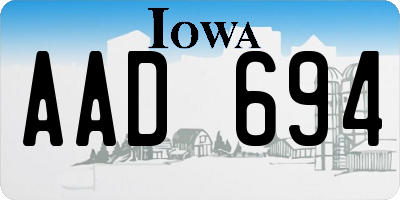 IA license plate AAD694