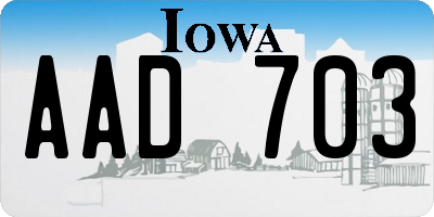 IA license plate AAD703