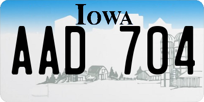 IA license plate AAD704