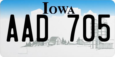 IA license plate AAD705