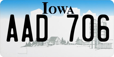 IA license plate AAD706