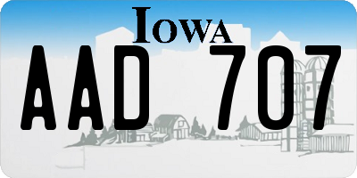 IA license plate AAD707