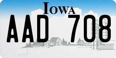 IA license plate AAD708