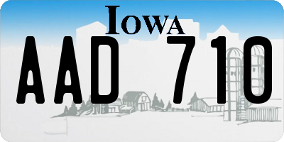 IA license plate AAD710