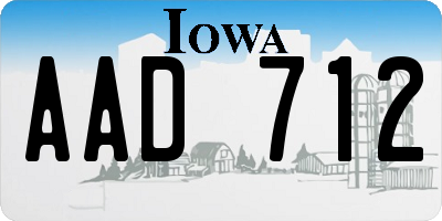 IA license plate AAD712