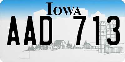 IA license plate AAD713