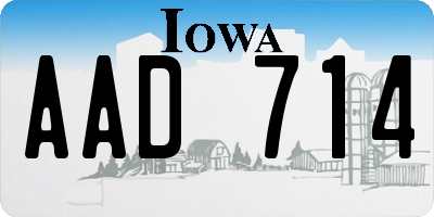 IA license plate AAD714