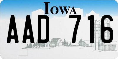 IA license plate AAD716