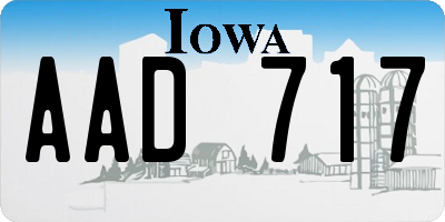 IA license plate AAD717