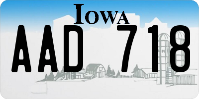 IA license plate AAD718