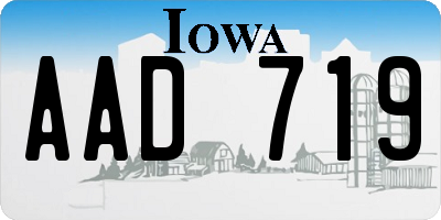 IA license plate AAD719