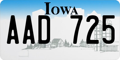 IA license plate AAD725