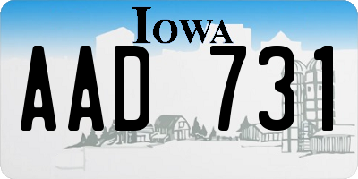 IA license plate AAD731