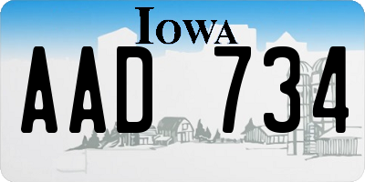 IA license plate AAD734