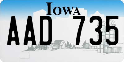 IA license plate AAD735