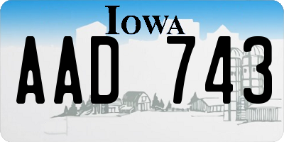IA license plate AAD743