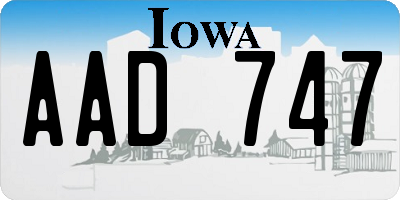 IA license plate AAD747