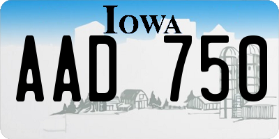 IA license plate AAD750