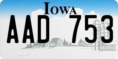 IA license plate AAD753