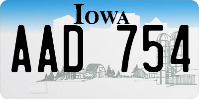 IA license plate AAD754