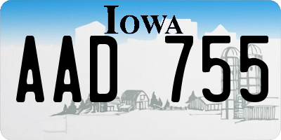 IA license plate AAD755