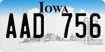 IA license plate AAD756