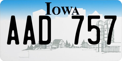 IA license plate AAD757