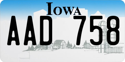IA license plate AAD758