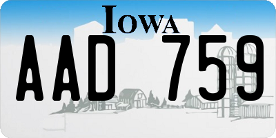 IA license plate AAD759