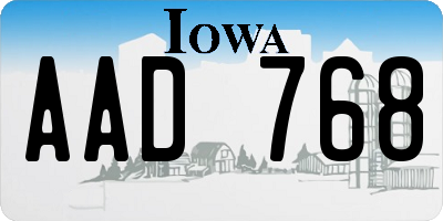 IA license plate AAD768