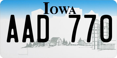 IA license plate AAD770