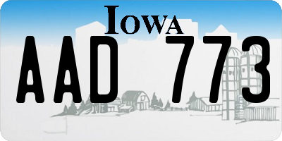 IA license plate AAD773