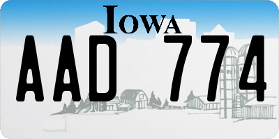 IA license plate AAD774