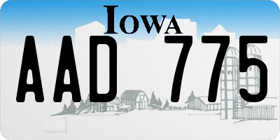 IA license plate AAD775