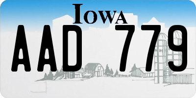 IA license plate AAD779