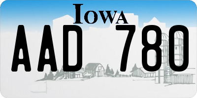 IA license plate AAD780