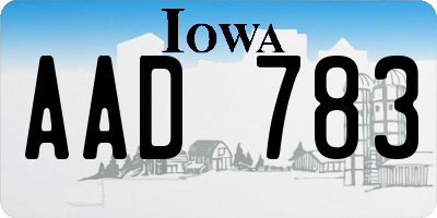 IA license plate AAD783