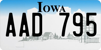 IA license plate AAD795