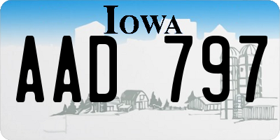 IA license plate AAD797