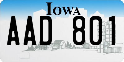 IA license plate AAD801