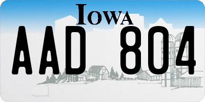 IA license plate AAD804