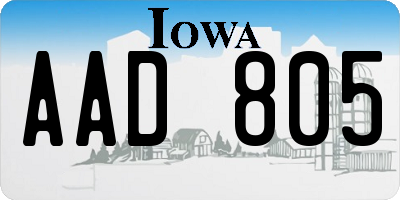 IA license plate AAD805