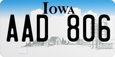IA license plate AAD806
