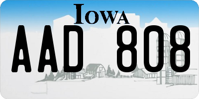 IA license plate AAD808