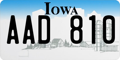IA license plate AAD810