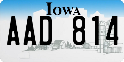 IA license plate AAD814