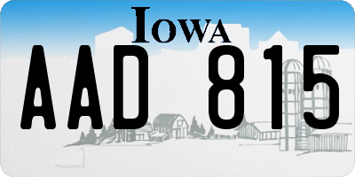 IA license plate AAD815