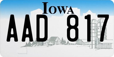 IA license plate AAD817