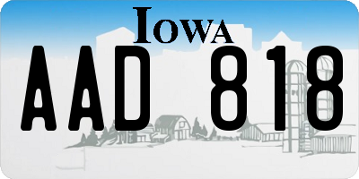 IA license plate AAD818